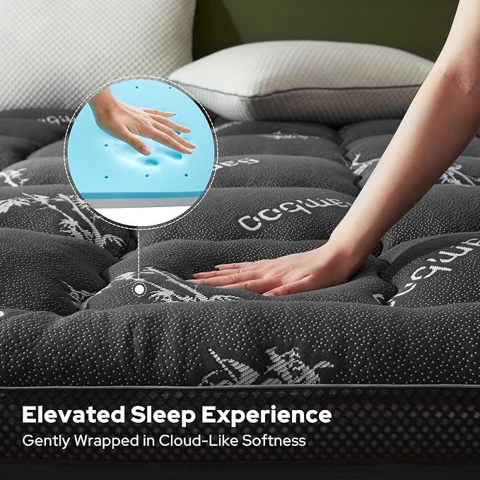 BEDLORE 4 Inch Memory Foam Mattress Topper Queen, 2-in-1 Dual Layer Design - Image 4