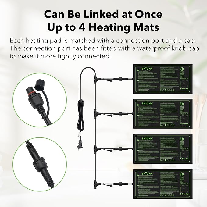 BN-LINK Seedling Heat Mat for Seed Starting 10" x 20.75", 4 Pack Daisy - Image 3