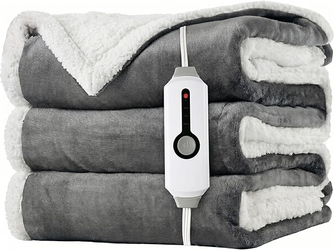 LaffyLo Heated Throw Blanket 50 x 60, Fast Heating Electric Blanket, Dual-Sided by LAFFYLO