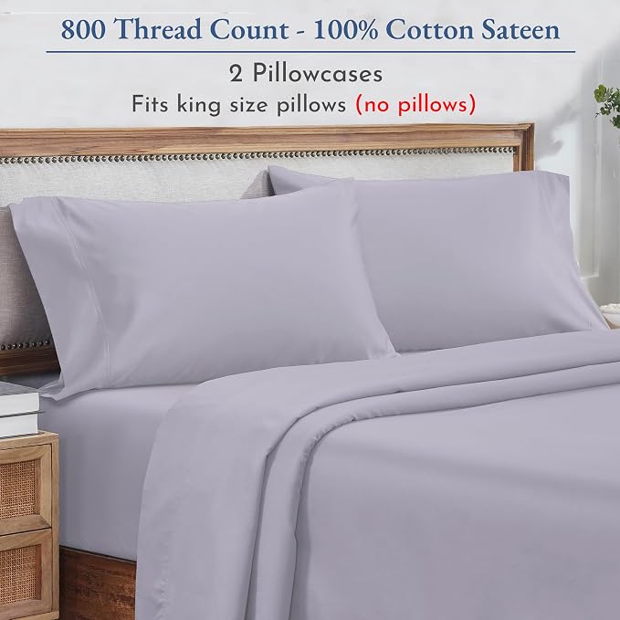 California Design Den 100% Cotton King Size Pillowcases Set of 2, 800 Thread - Image 4