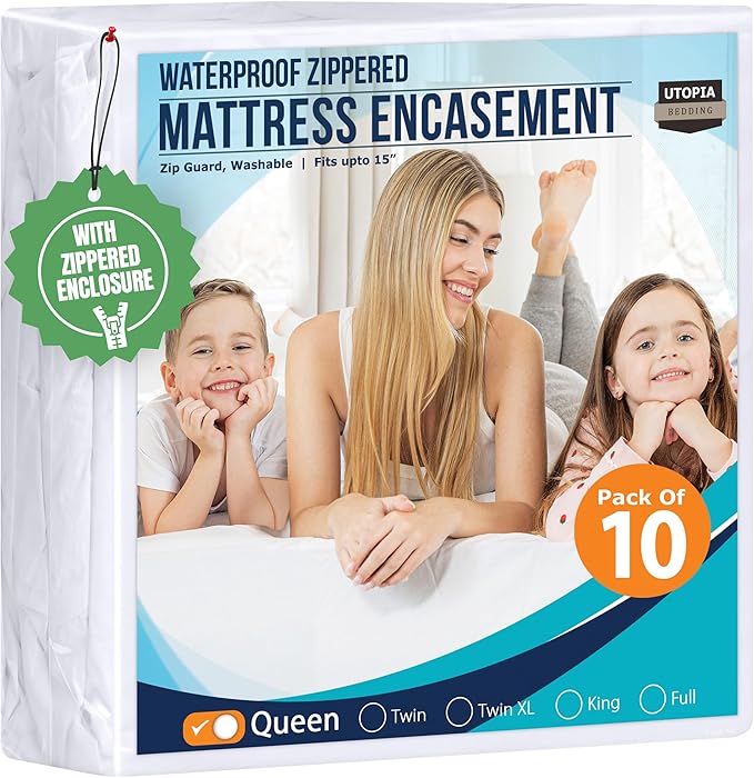 Utopia Bedding Queen Mattress Protector Zippered, 100% Waterproof Bed Bug and by UTOPIABEDDING