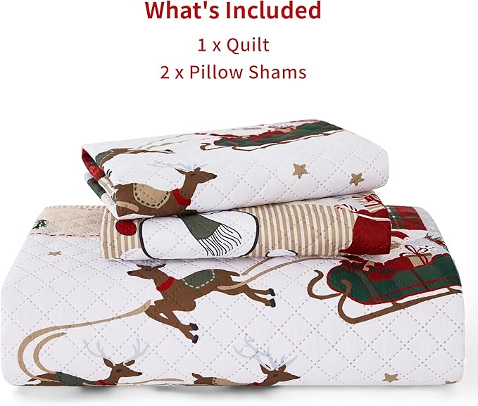 PPOLCA Christmas King Quilt Bedding Set, Snowman Printed Lightweight Reversible - Image 6