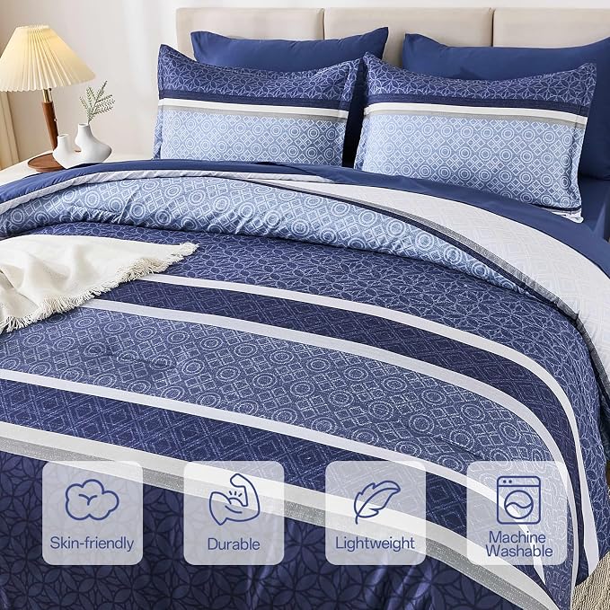 WONGS BEDDING Comforter Set Queen Size 7 Pieces, Patchwork Soft Lightweight - Image 5