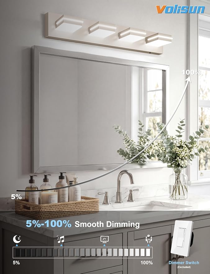 VOLISUN Modern Bathroom Vanity Light Fixtures, 5CCT Dimmable Bathroom Light - Image 4