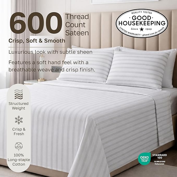CALIFORNIA DESIGN DEN 5-Star Hotel 600 Thread Count 100% Cotton, Soft & Smooth - Image 3