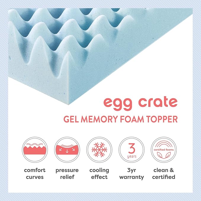 Best Price Mattress 3 Inch Egg Crate Memory Foam, Cooling Gel Infusion - Image 9