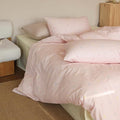 mixinni Gingham Duvet Cover Full Size, 100% Cotton Light Pink and White Gingham by mixinni