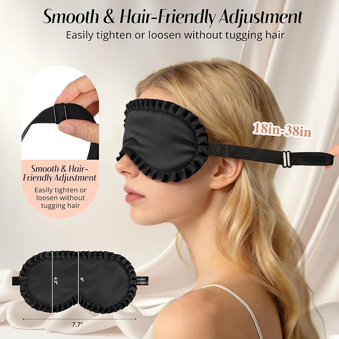 Silk Sleep Mask for Women: 100% Mulberry Silk Eye Mask, Soft Wavy Edge Eye - Image 5