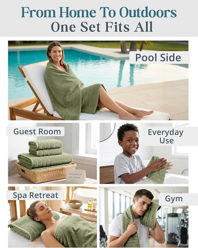 24-Piece Luxury Bathroom Towel Sets – 100% Cotton Bath Towel, 2 Bath Sheets - Image 6