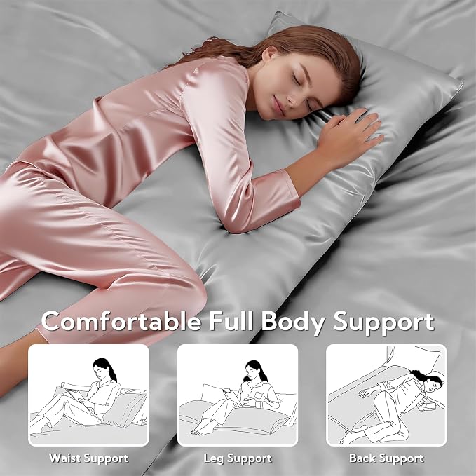 MR&HM Satin Body Pillow Cover, Soft and Breathable Body Pillow Case - Image 5