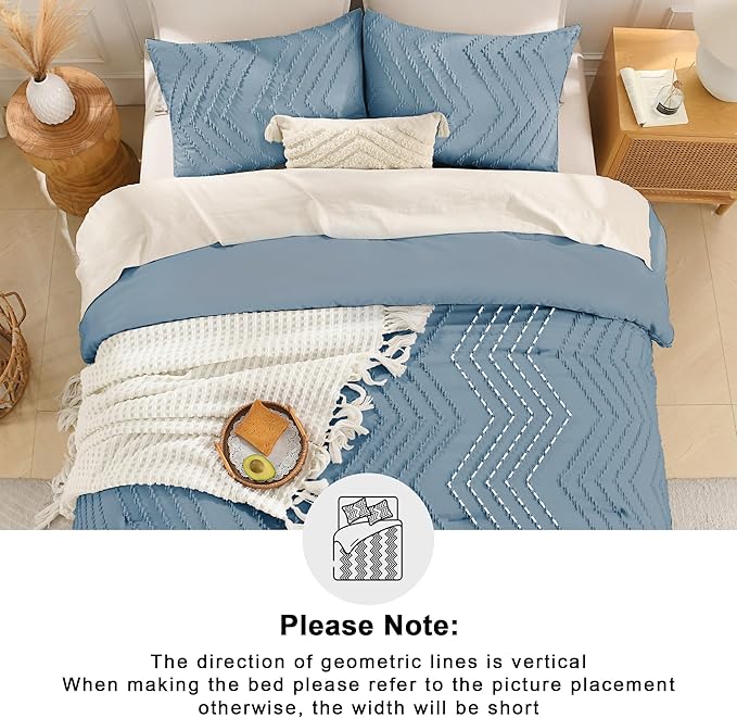 Andency Greyish Blue California King Comforter Set, Boho Cal King Soft Warm - Image 5