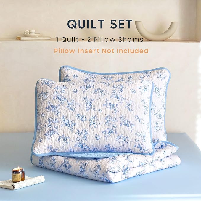 Wake In Cloud - Floral Quilt Set, Shabby Chic Coquette Cottagecore Vintage - Image 4