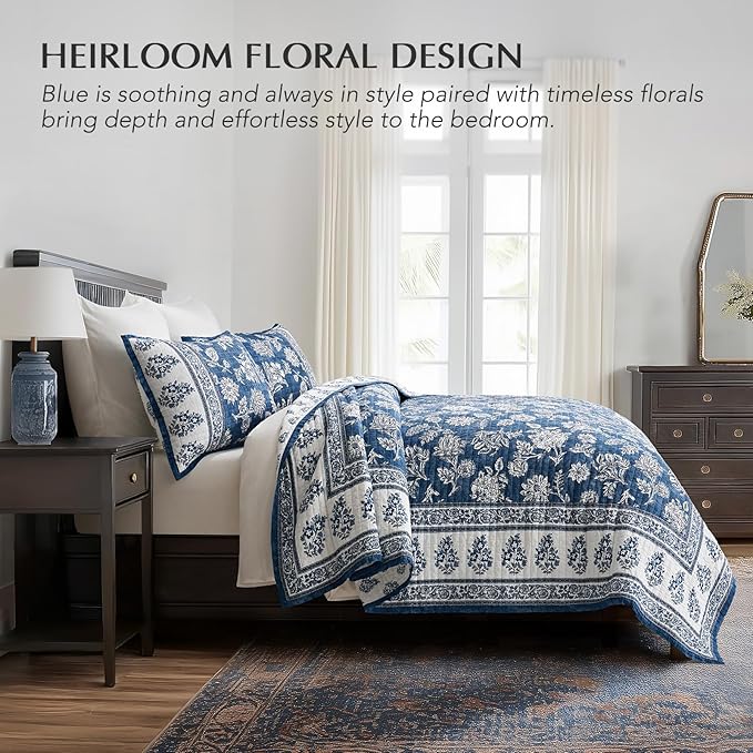 EverGrace Cotton Quilt Set King Size, 100% Cotton Reversible Lightweight - Image 2