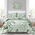 Luxudecor Floral Comforter Set Queen Size 7 Piece, Sage Green Flower Bed in a by Luxudecor