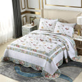 ROOMLIFE Quilt Set Full Size 3D Floral Embroidery Pattern 3-Piece Cotton by ROOMLIFE