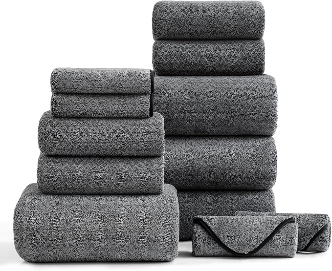 Ultra Soft Bath Towel Set, 12 Piece Family Bathroom Towel Set by BEDDING