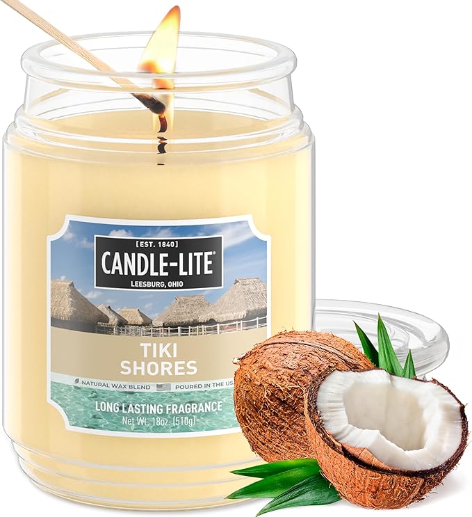Candle-lite Scented Candles, Tiki Shores, 18 oz Jar, Proudly Poured in The USA by Candle-liteCompany