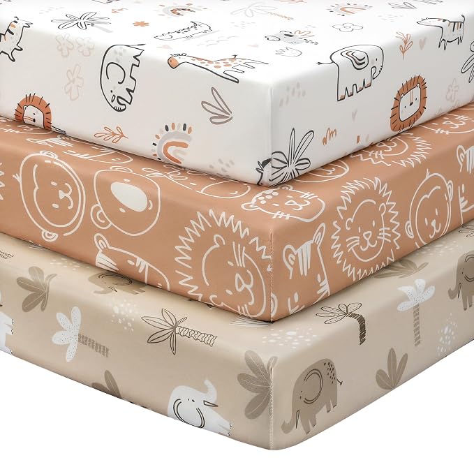 Baby Mini Crib Sheets Boy, Portable 38”x26” Pack and Play Sheets Fitted by FIEMOL