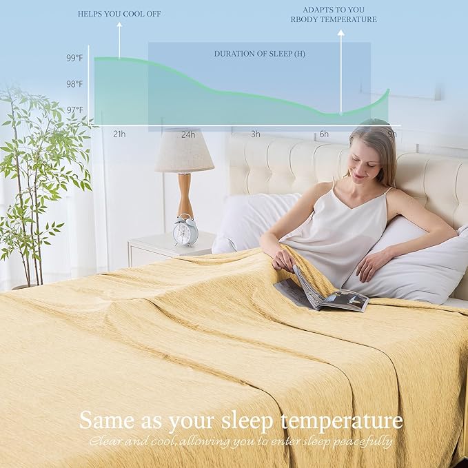 Cooling Blanket Throw Size, Cold Blanket Thin Lightweight Breathable Soft - Image 3
