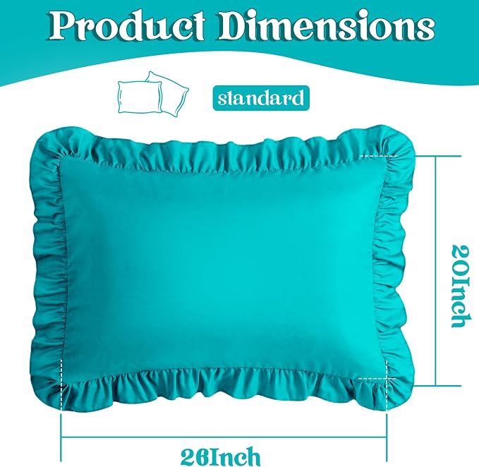 KKJIAF Ruffle Pillow Cases Standard Size Set of 2, Ruffled Pillow Covers - Image 3