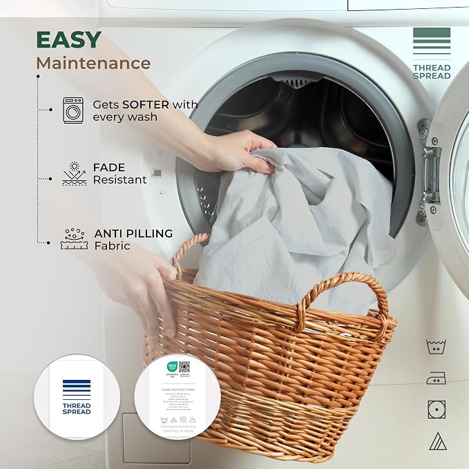 THREAD SPREAD 100% Organic Cotton Percale Flat Sheet Twin Size - Image 6