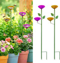 2 Pack Bee Watering Station, Metal Flower Garden Stakes by StainedGlassSuncatcher