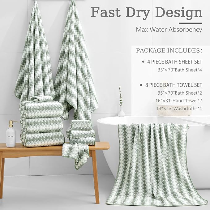 4 Piece Bath Towel Set Oversized Bath Sheet 35"x70" Bathroom Towel Extra Large - Image 4