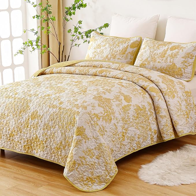 WONGS BEDDING Botanical Quilt Set King Size by WONGSBEDDING