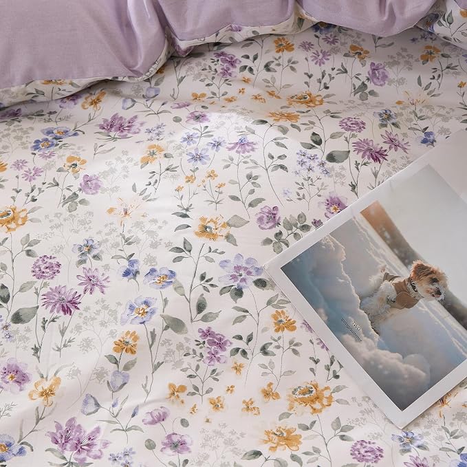 mixinni Floral Duvet Cover Set King Size, 100% Cotton 3-Piece Bedding Set - Image 8