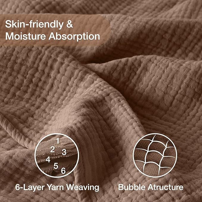 100% Cotton Muslin Blanket Twin 60" x 80", Breathable and Lightweight Cotton - Image 3