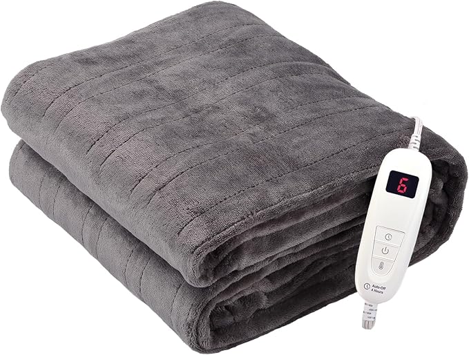 Tefici Electric Heated Blanket Throw, Super Cozy Soft 2-Layer Flannel 50" x 60" by StayWarmStayHappy
