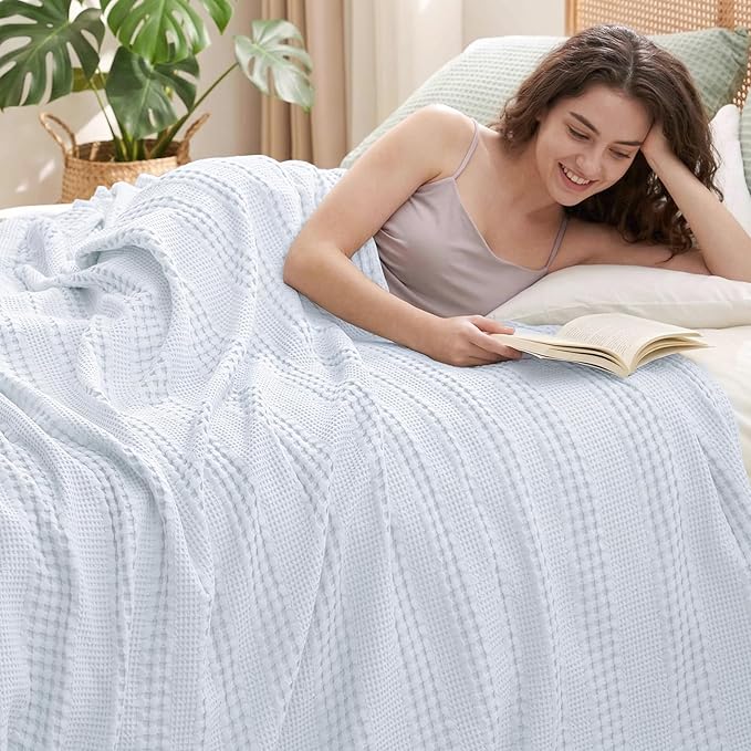 PHF Cooling Waffle Blanket Queen Size, Lightweight 60% Rayon from Bamboo & 40% by PHF