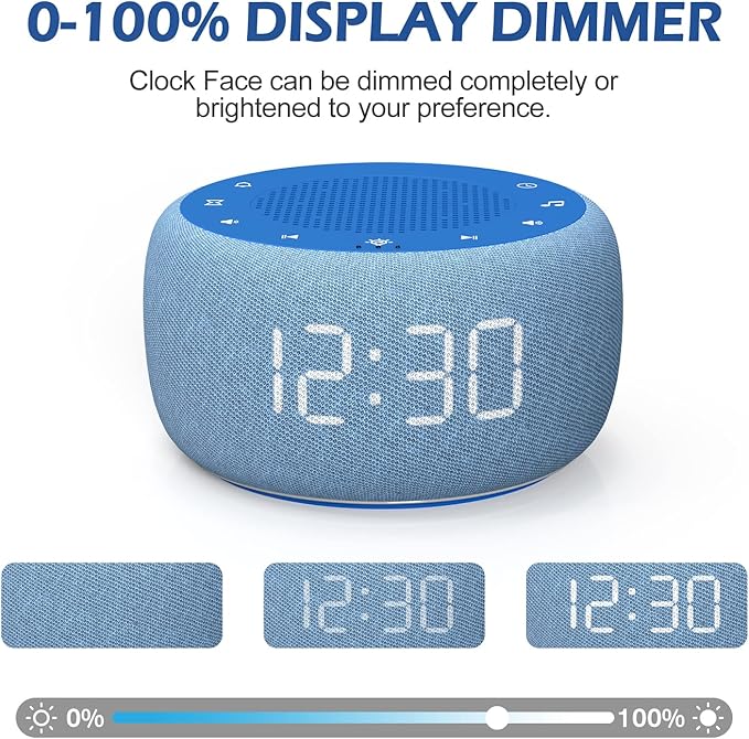 Buffbee Sound Machine & Alarm Clock 2-in-1, 0-100% Clock Face Brightness - Image 4