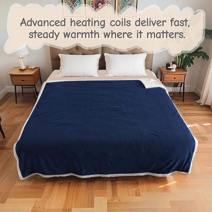 Electric Heated Blanket Queen Size 84"x90", Soft Flannel - Image 8