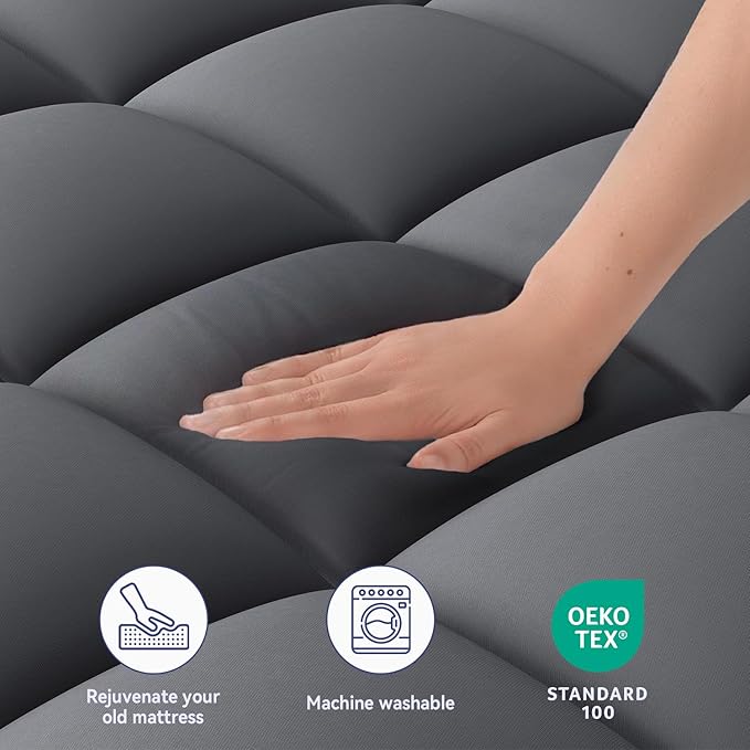 ELEMUSE Full Grey Mattress Topper - Image 3