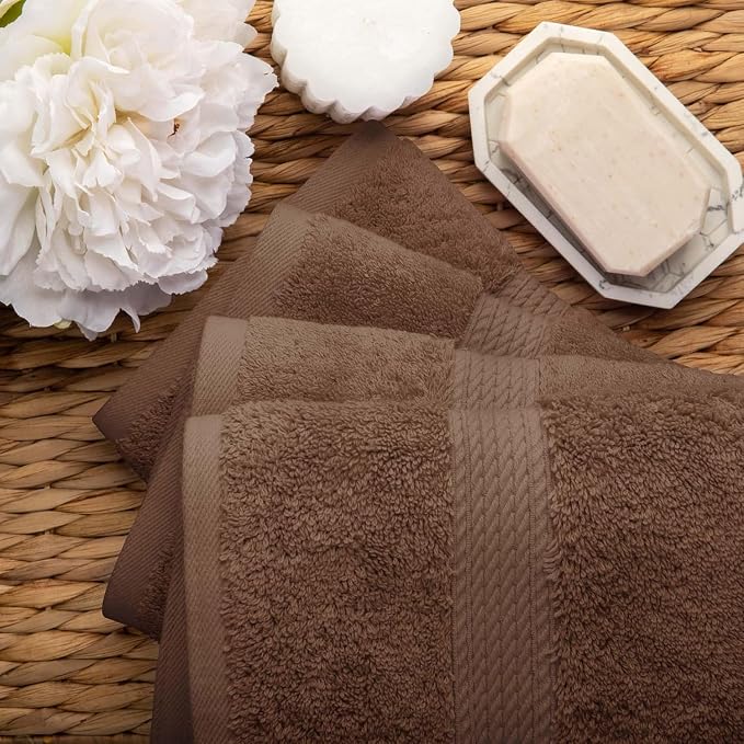 SUPERIOR Egyptian Cotton Pile Hand Towel Set of 4, Ultra Soft Luxury Towels - Image 4