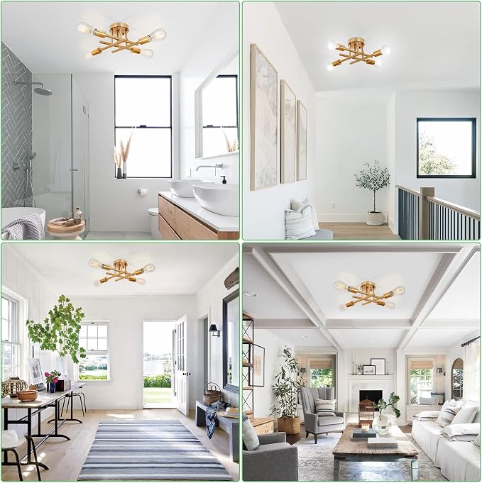 SunRider Industrial 4-Light Semi Flush Mount Ceiling Light Fixture, Modern - Image 5