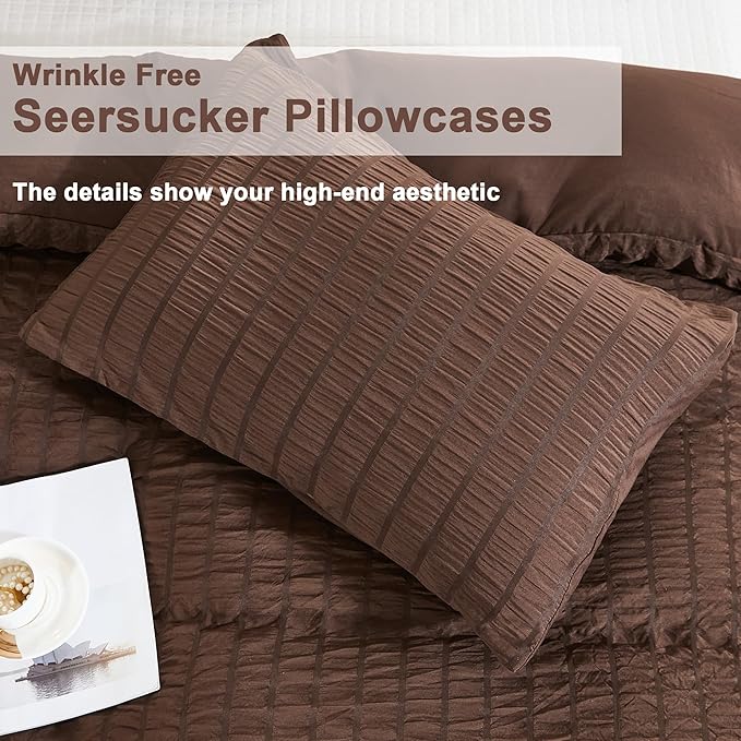 AveLom Seersucker Duvet Cover Set Queen Size, 3 Pieces, Textured Duvet Cover - Image 6