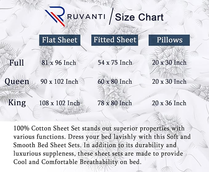 RUVANTI 100% Cotton Sheets – King Size Percale Bedding, Cooling & Breathable - Image 8