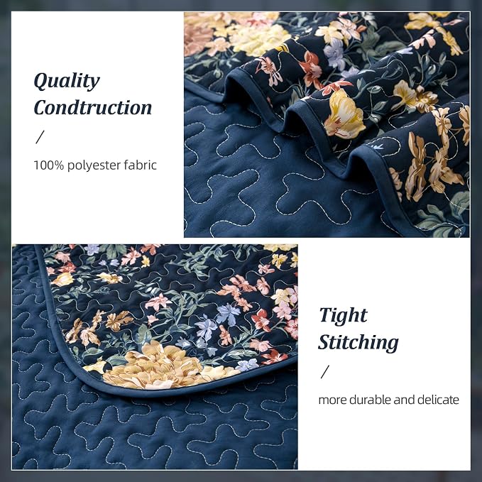 WONGS BEDDING Quilt Queen Size, Botanical Quilt - Image 4
