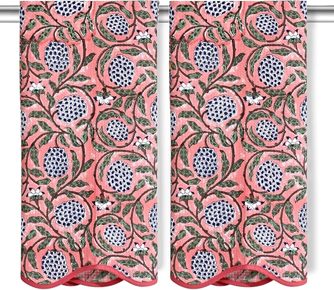 Ridhi Block Print Dark Salmon Cotton Spa/Beach Towel 27"x54" Set of 2 Handmade by Ridhi