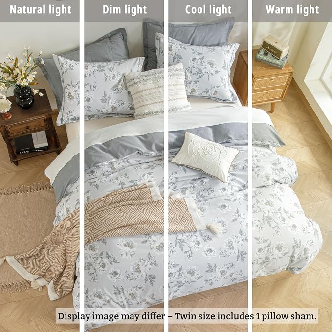 LEMIROE Floral Cotton Comforter Twin Size - Image 6