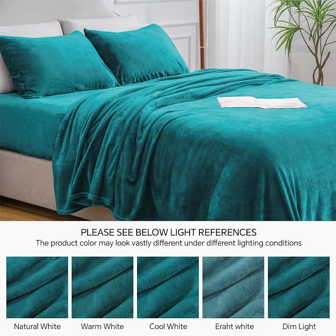 BEDELITE Flannel Sheets Queen Size Teal - Image 9