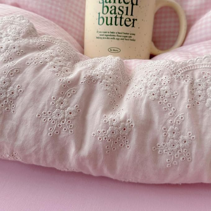 mixinni Pink Gingham Duvet Cover Twin Size - Image 9
