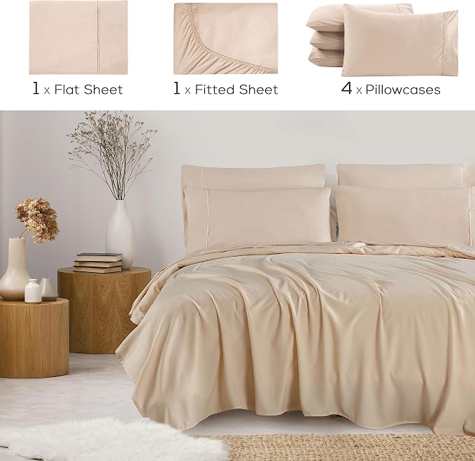 Mueller Ultratemp Bed Sheets Set, Super Soft 1800, 6 Piece California King - Image 2