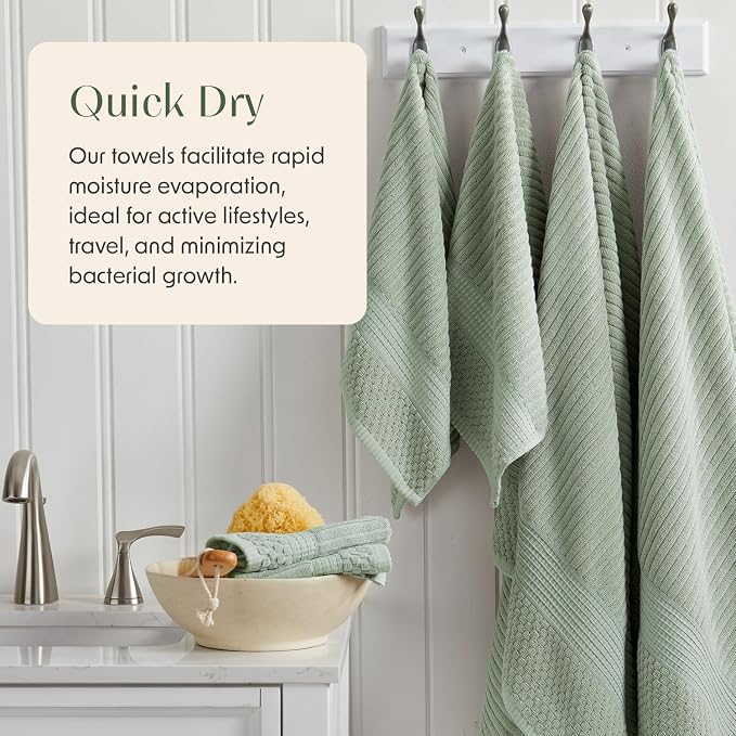 Springtree Home 100% Cotton Bath Towel Set | 6 Piece Set | Absorbent & - Image 3