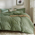 JELLYMONI Dark Green Duvet Cover Queen Size, Soft Breathable Seersucker Duvet by JELLYMONI