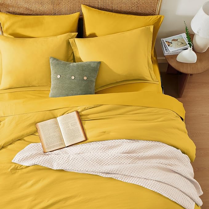 WRENSONGE King Size Comforter Set- 7 Pieces Soft Yellow Bed in a Bag - Image 6