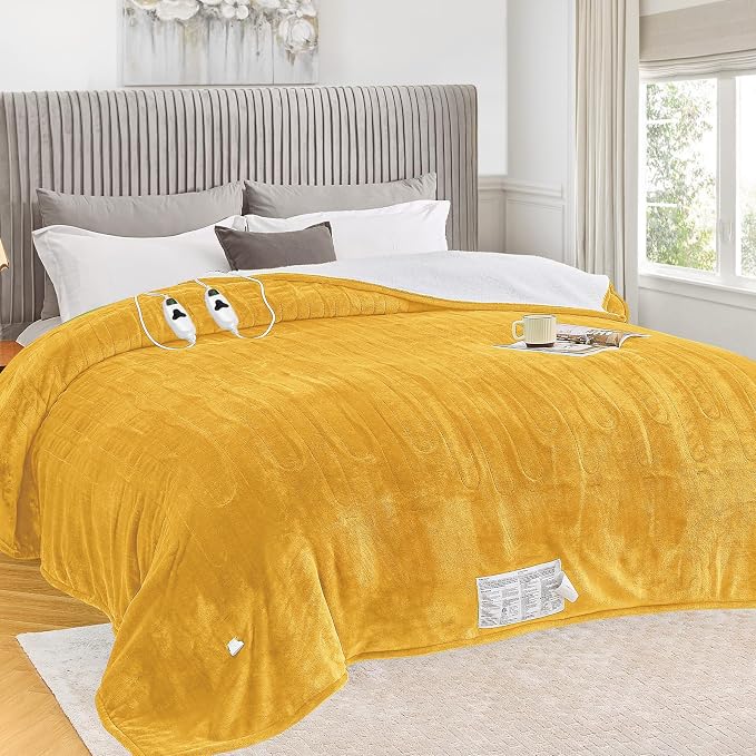 greenoak Heated Blanket Electric King Size 100"X90" Dual Control, Heating by Greenoak