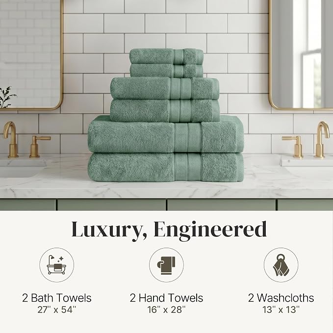 Modern Threads - Spun Loft 6-Piece 100% Combed Cotton Towel Set - Bath Towels - Image 7
